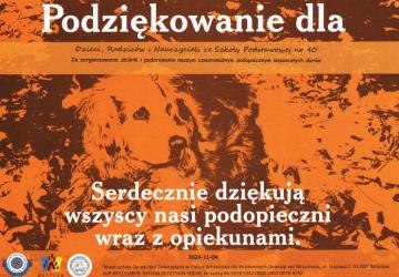 Podziękowanie za udział w zbiórce dla zwierząt