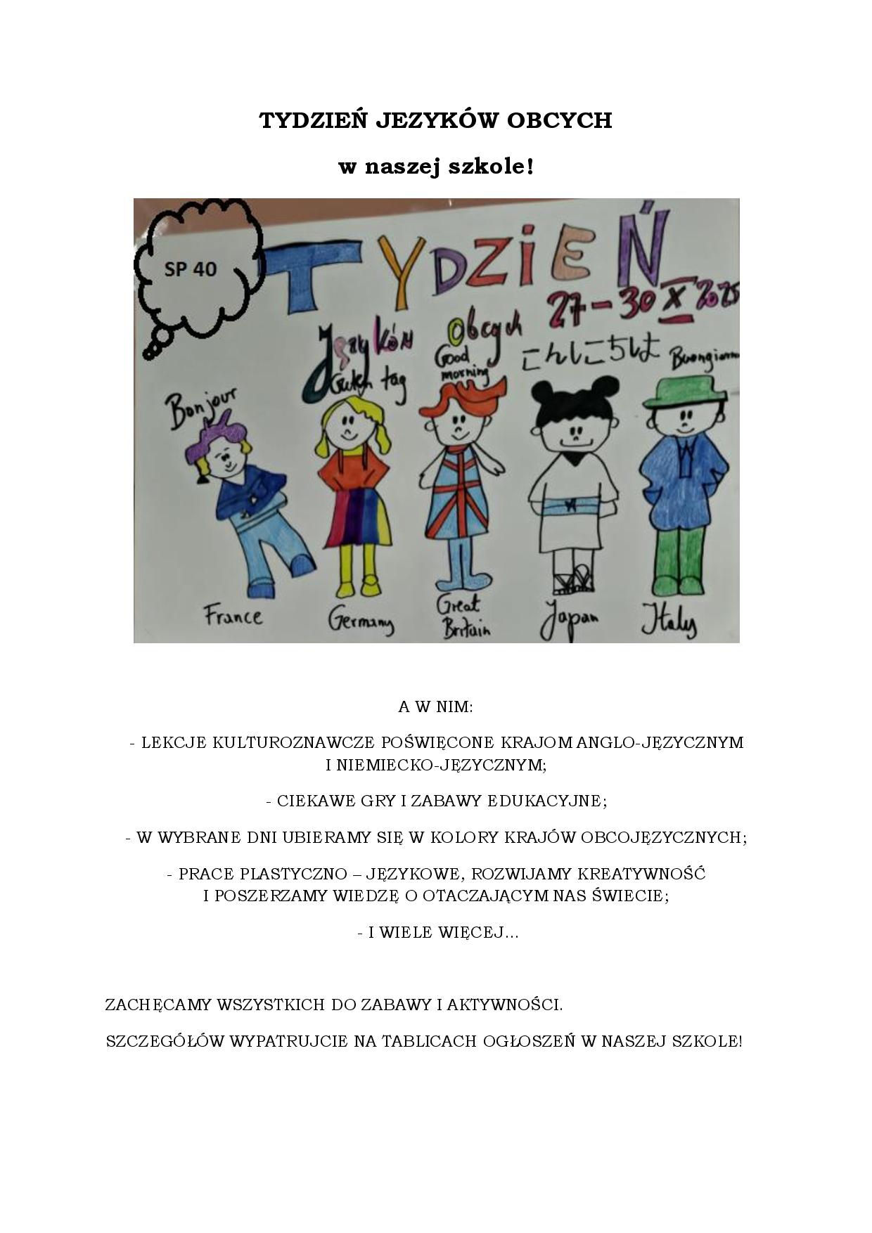 Tydzień Języków Obcych w naszej szkole