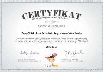 Srebrny Certyfikat Jakości Kształcenia w XXV edycji programu Insta.Ling dla szkół