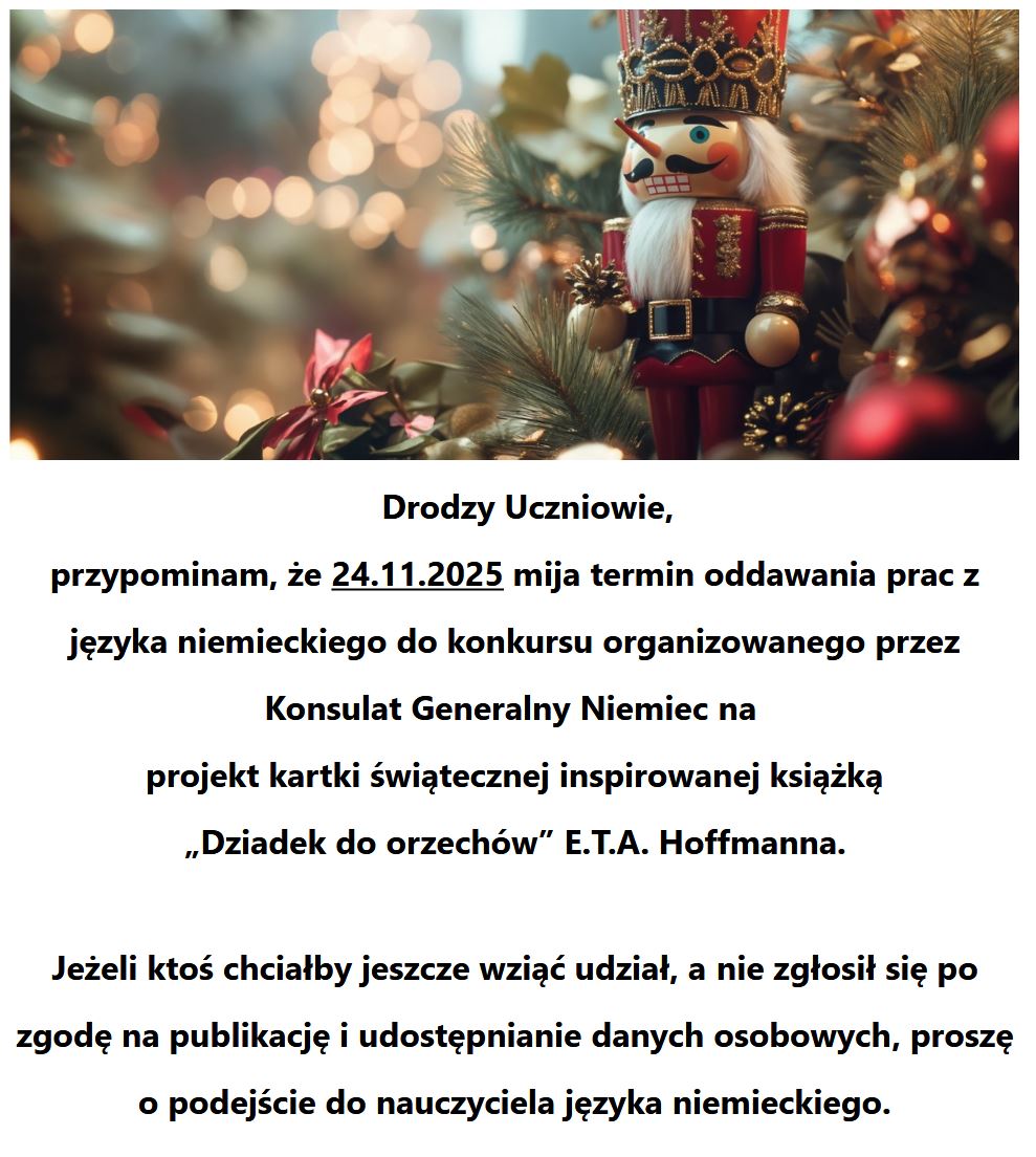 Konkurs na kartkę świąteczną inspirowaną książką „Dziadek do orzechów”