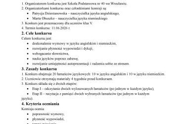 Konkurs łamańców językowych w języku angielskim i niemieckim